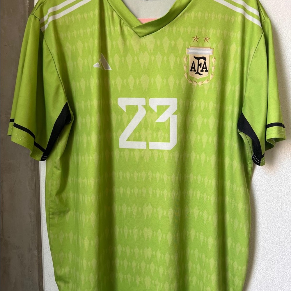 adidas Argentina AFA Lime Green Football Jersey with Black Trim